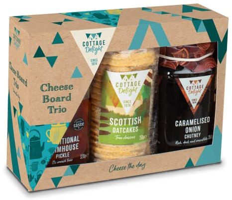 Cottage Delight - Cheese Board Trio - Traditional Farmhouse Pickle 320g - Scottish Oatcakes 250g - Caramelised Onion Chutney 350g