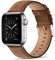 WFEAGL Lederarmband Kompatibel mit Apple Watch Armband 49mm 44mm 45mm 42mm 46mm,Echtes Lederband Ersatzarmband Herren Damen armbands für iWatch Series Ultra SE 10 9 8 7 6 5 4 3 2 1,Retro Braun/Silber