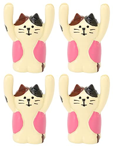 4 Stück Cartoon-Katzen-Foto-Clip-Halter, Bezaubernder, Langlebiger Harz-Katze-Stil-Clip, Stabiler, Auffälliger Tier-Notizhalter Für Hochzeit, Party, Büro(Pinke Katze)