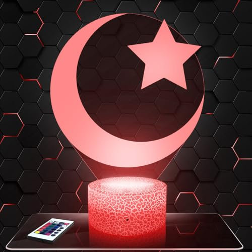 Lampephoto.fr Nachttischlampe Mondsichel Eid Mubarak deko Islam Koran. Geschenkidee Mann Frau objekt Mondsichel Eid Mubarak Nachtlicht Erwachsene deko Zimmer. Weihnachten, geschenk originell TOP