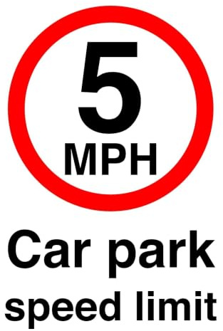 5 mph parkeringsplats hastighetsgräns säkerhetsskylt - 3 mm aluminium dibond 300 mm x 200 mm