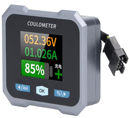 Monitor Batteria Impermeabile 10-100 V 0-100 A, capacità Percentuale Tempo Voltmetro Amperometro con Shunt, Schermo A Colori 1,8 Pollici Bluetooth Coulometro per Pannello