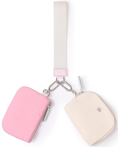 ZephyrHome Doppeltasche Handgelenk-Geldbörse für Frauen, Mini Zip Wallet mit Reißverschluss, Leder Schlüsselanhänger,Mini Geldbörse mit Kartenhalter,Kartenhalter und Schlüsselring, Frauen
