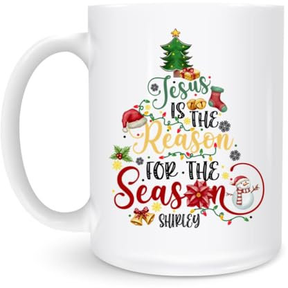 Stoneware Coffee Mug Jesus in Christmas Ceramics Coffee Cup Personalized Coffee Mug Durable White Mug with Handle for Kitchen Beer 330Ml