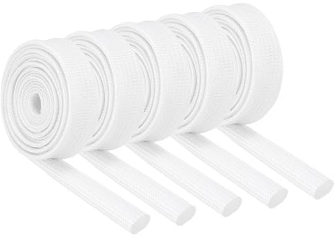 sourcing map 10Pcs Insulation Braided Cable Sleeve,3.3Ft-5/16 Inch ID White, High Temp Silicone Coated Fiberglass Sleeving for Cable Wrap, Automotive Hose Lines Electrical Wiring Protection