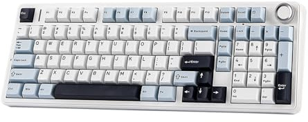 EPOMAKER X Aula F99 PRO Wireless Gaming Keyboard, 8000mAh, Knob, Lubed Switch, Creamy Gasket, Hot Swappable, Custom, 2.4GHz/USB/BT Mechanical Keyboard, RGB Backlit, PBT Keycap (Blue White)
