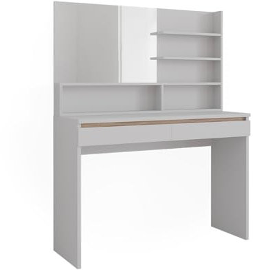 Vicco Tavolo da toilette Emma, Bianco, 120 cm con ripiano a specchio