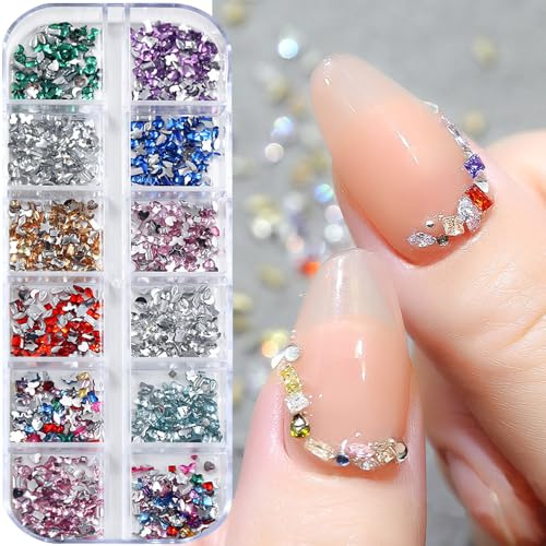2000pcs Bunte Strasssteine Nägel Glitzersteine Nail Charms Nailart Edelsteine Nagel Steine Glitzer Steine Nagel Charms Nägel Zubehör Kristalle Diamant Nageldesign Strass Nail Art Rhinestones Nail Gems