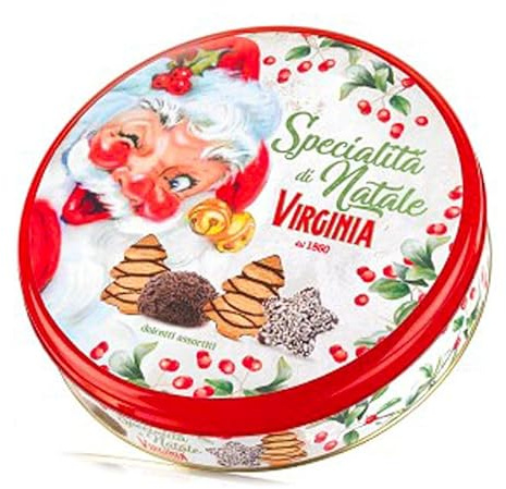 Amaretti Virginia - Specialità di Natale in Latta Virginia 260g - Pasticcini Biscotti Frolle in elegante Confezione di Latta