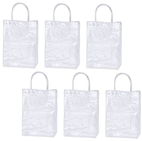 HOMOCONO 6 Stück Durchsichtige Pvc Geschenktüten 15x7x20cm mit Griffen Mehrzweck Tragetaschen für Weihnachtsfeiern Kinderpartys Geschenkverpackung
