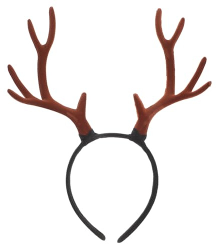 Healeved Bandeau de Noël en forme de bois d'élan pour fête de Noël - Serre-tête mignon de cerf - Accessoires de costume de cerf - Serre-tête en forme de bois de renne - Bandeau en flanelle - Café