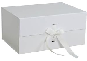 packster 10x Magnetbox Geschenkbox Geschenkkarton Oxford 310 x 220 x 100 mm Magnetverschluss 120g/qm Weiss hochwertige Geschenk-Verpackung