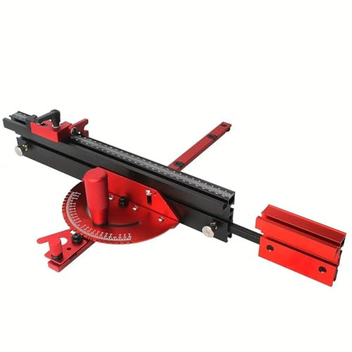 CLLBANT 1 Jeu de jauges à Onglet de précision pour scie Circulaire à Table télescopique de 50 à 87 cm, Guide d'onglet en Aluminium, Coupe répétitive, Outils de Travail du Bois à Bascule wStop