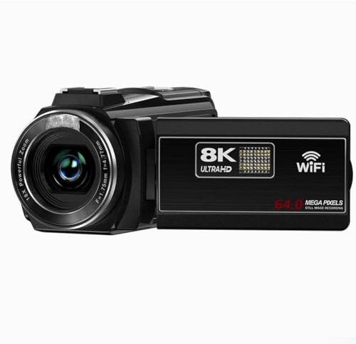 Lecreatekit Cámara de video 8K para videocámara, cámara de 64 MP con zoom de 18X para visión nocturna, pantalla táctil capacitiva IPS de 3 pulgadas para vlogging (es negra)