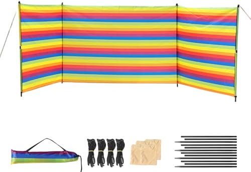 Paravento per esterni, barriera contro il, pali durevoli e design stabile, kit borsa per il trasporto pieghevole, parasole portatile, protezione dal da spiaggia, per campeggio, barbecue