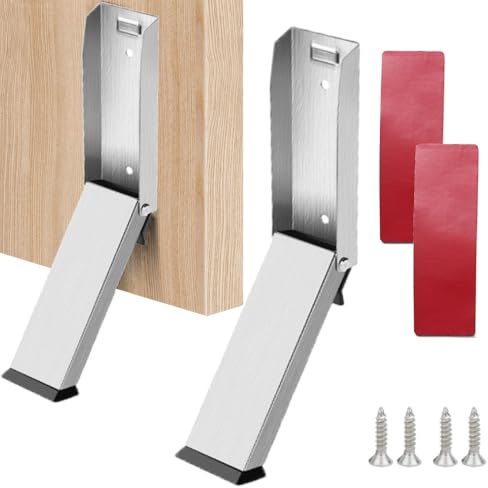 Türstopper mit Fußbedienung, keine Bohrung Türfeststeller Kickdown Door Stopper für Innen Außen Tür (Silber, 2er Pack)
