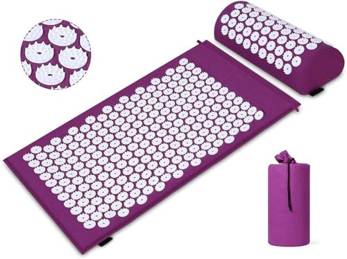 Acupressure Set, Acupressure Mat with Cushion for Neck and Back Pain, Magnetic Field Therapy and Acupressure with a Carry Bag, Acupressure Massage Mat Ideal for Men and Women