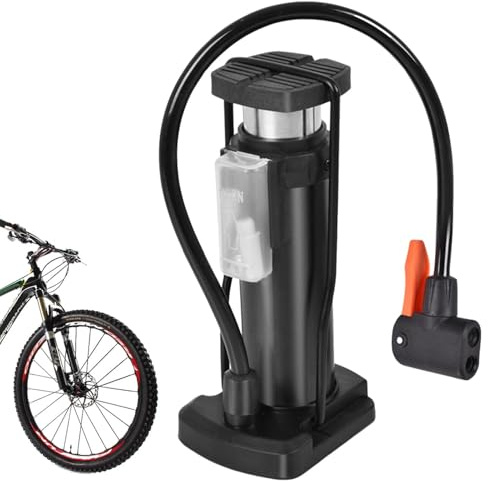Pompa Di Aria A Piede Per Biciclette | Compact Bicycle Tirare Gonfiatore Con Manometro | Pompa A Pavimento In Alluminio, Pedale Anti-Scivolo, Design Portatile Per Palline Moto Materasso Per Piscina