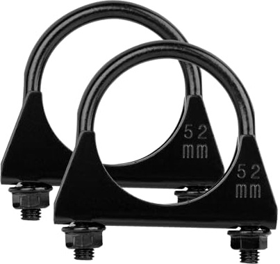 Krtopo 2PCS 52mm Exhaust Clamp Heavy Duty U Bolt Muffler Clamp Saddle Type Universal Steel Thickened Black for Car Exhaust Muffler Pipe Tail Pipe Connection (Fit 2.0 OD Tube)