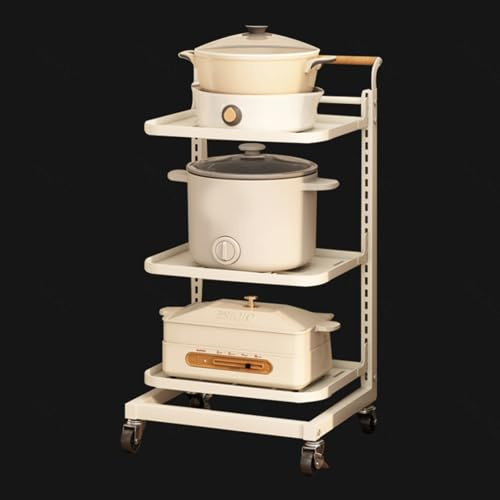 Carrello da cucina per verdure da esterno, carrello da cucina, supporto per forno a microonde, scaffale bianco a 3 ripiani con ruote per una facile mobilità e nizzazione.
