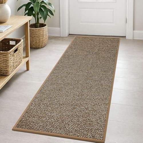 KMVIZI Küchenteppich Waschbar rutschfest 45x120cm, Küchenläufer rutschfest mit Gummi, Teppich Läufer Flur, Küchenmatte Saugfähig, Waschbare Teppiche für Küchen, Flur, Eingang, Badezimmer, Braun