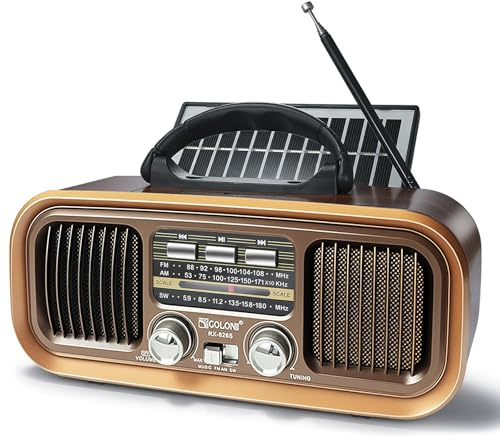 Retro Radio Klein mit Bluetooth,Tragbares AM/FM/SW Radio,Hervorragender Empfang,Nostalgie Unterstützt USB/TF-Karte Funktion,1200mAh Akku oder D-Zellen Batterien