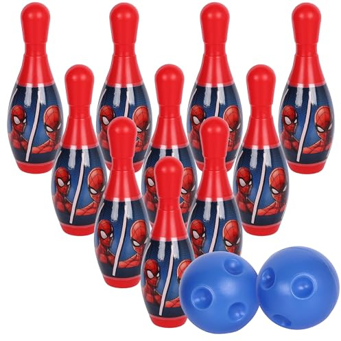 sarcia.eu Marvel Spider-Man Mini Juego de Bolos, Bolos para niños, Juego de Habilidad, 10 Bolos + 2 Bolas, 3+ (Spider-Man)