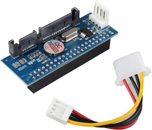 Adaptador de 3,5 IDE a SATA con cable de alimentación de 4 pines - Convertidor de disco duro y unidad óptica - Compatible con SATA 1/2/3, Windows & Linux - Instalación Plug & Play - Capacidad hasta