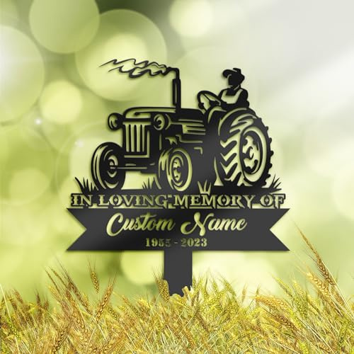 Personalised Farmer on Tractor Memorial Stake, Cemetery Marker, Bereavement Gifts, Grave Decorations, Memorial Plaques, Sympathy Sign, Grave Marker, Remembrance Plaque