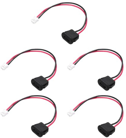 QUARKZMAN 5pcs Connecteur Femelle Type-C Châssis 2 Fils 5V 3A Prise Femelle | USB-C Carrée à Borne PH2.0, Câble de Rallonge, Étanche, pour PC Lampes LED Laptop, 4