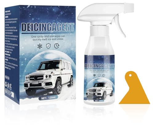 KUIRUNRX® Spray Antigelo Auto, Deghiacciante Vetri Auto, Disgeliante per Auto Facile e Rapido Rimuove Ghiaccio e Brina all'Istante, per Parabrezza, Specchietti e Fari, 120ml
