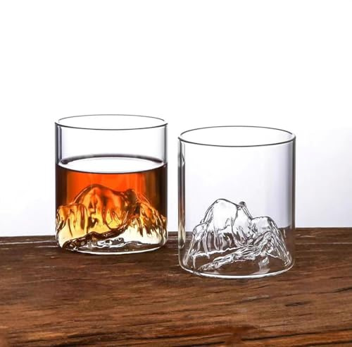 Piccoli bicchieri da whisky, vetro di cristallo di montagna per bere, bicchieri alla moda per cocktail, whisky scozzese, cognac, bourbon, 200 ml, 2 pezzi