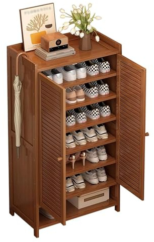 NEYTIIR Zapatero con Puertas De Persiana, Organizador Estrecho De Zapatos con Espacio Abierto, Armario De Almacenamiento Oculto Independiente For Entrada(2 Doors,60 x 33 x 115 cm)