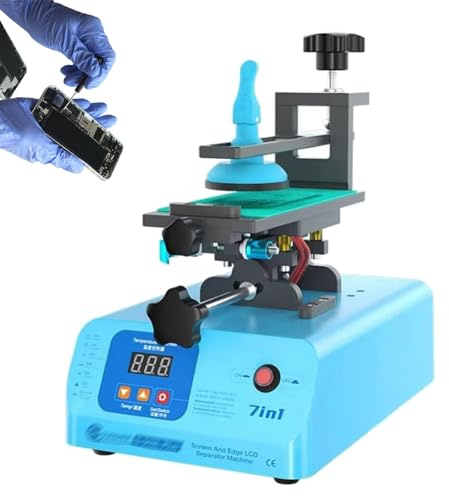 WHIPIN Separatore per schermi LCD, Strumento di rimozione dello Schermo per telefoni cellulari 7 in 1 con Piastra riscaldante da 7 Pollici, Piattaforma Girevole a 360°, Controllo della Temperatura
