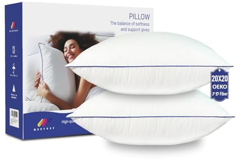 Wuuyuef 50x50cm Cushion Inserts 2 Pack, Balanced Soft & Supportive Feel,Hypoallergenic Microfiber Pillow Inserts, Washable Fluffy Square Pillow Forms for Sofa Living Room