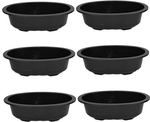 Ginwrek Vasi per bonsai, 6 vasi per bonsai, 38 x 28 x 8,9 cm, vaso ovale da giardinaggio con foro di drenaggio, in polipropilene, riutilizzabili, grandi fiori per giardino, cortile, balcone