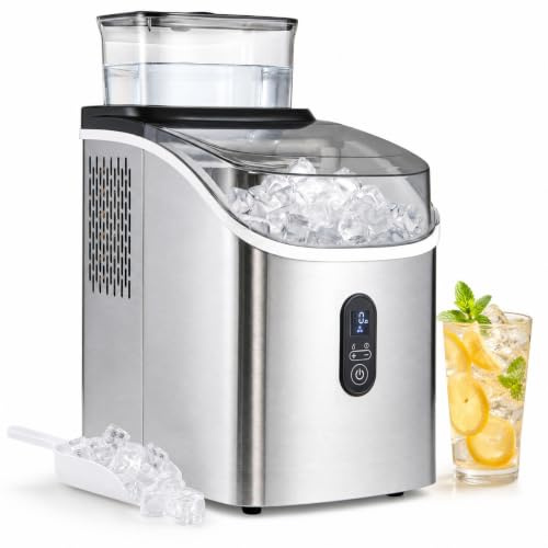 LIFEZEAL Machine à Glaçons 15 kg/24h, Machine à Glace Silencieuse avec 13 Niveaux d'Épaisseur Réglables, Fonction Auto-Nettoyante et Minuterie 24h, 16 Glaçons en 13 min, pour Maison, Bar (Argenté)