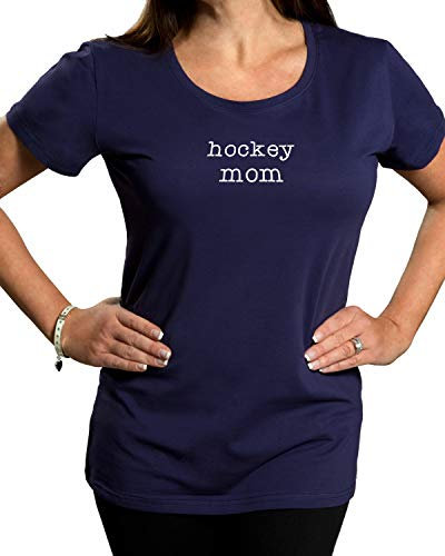 Pavilion Gift Company Women's Hockey Mom Semi-Fitted T-Shirt, Navy, Small