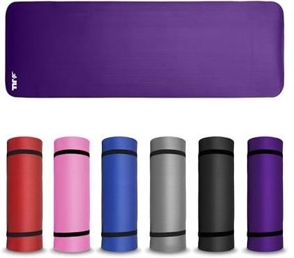 JLL® Yoga Mat Extra Thick 15mm Non-Slip Pilates Workout Exercise Mat available in Black/Blue/Purple/Pink/Green/Red. Also Ideal as Camping Mat. (15mm Purple)…