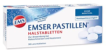 Emser Pastillen Halstabletten ohne Menthol - Bei Halsschmerzen, Husten und starker Stimmbelastung - 30 Stück