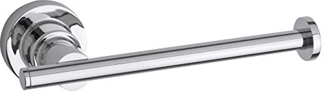 tesa LUUP Ersatzrollenhalter für Toilettenpapier, verchromt - zur Wandbefestigung ohne Bohren, inkl. Klebelösung - 175mm x 50mm x 70mm