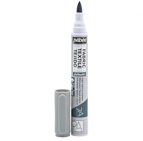 Pébéo 803413 7A - Pennarello in tessuto, punta a pennello, 1 mm, colore: Grigio chiaro