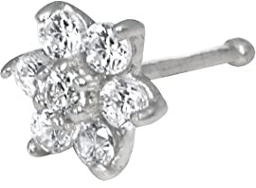 Jewelryweb Nasenring aus 14-karätigem Gold, Zirkonia, 4 mm, 20 g, hypoallergene, gewindelose Piercings für Damen und Herren, Gelb-Weiß-Rosé-Echtgold, Standard- oder lange Nasenringe
