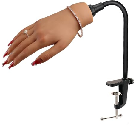 KnowU Übungshand Für Nageldesign mit Ständerhalter, Übungshand Für Gelnägel Silikon, Fake Hand, Übungshand Für Acrylnägel,Übung Training Hand Modell Rechts