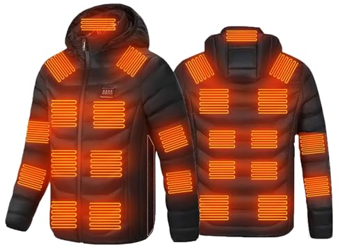 Battnot Beheizbare Jacke Herren Damen Heizjacke mit Kapuze, Warme Pufferjacke, Beheizte Weste Winterjacke für Outdoor Wandern Jagd Motorrad Camping