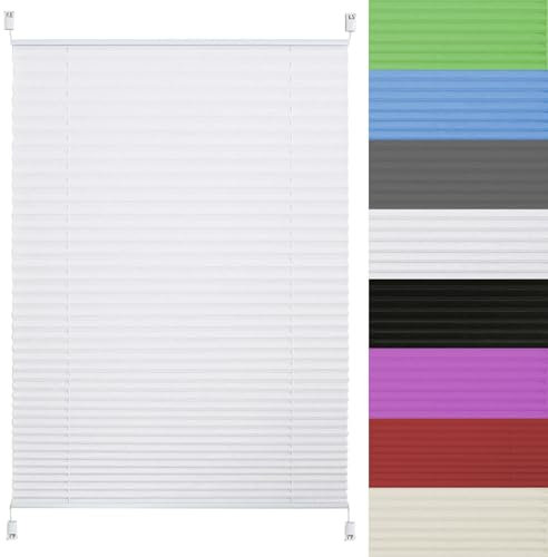 Klemmfix Plissee Ohne Bohren 50 x 80 cm Plissee Rollo Ohne Bohren Verdunkelnd & lichtundurchlässig leicht zu montieren mit Klemmträger für Fenster & Tür, Weiß
