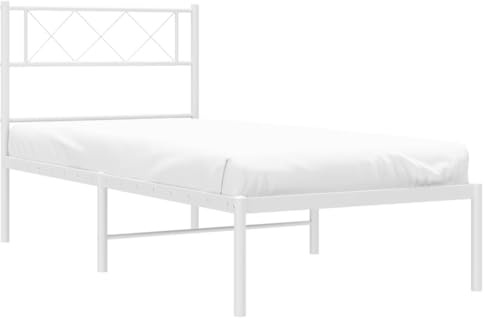 vidaXL Estructura Cama sin colchón con cabecero Metal Blanco 90x190 cm