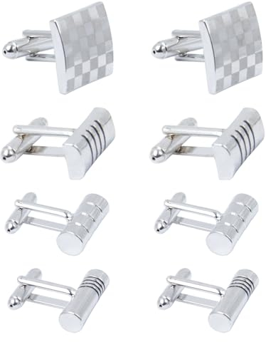 Keboyoe 4 Paar Manschettenknöpfe Herren Klassisch Schwarz Streifen Cufflinks Business Manschettenknöpfe Manschettenknöpfe Personalisiert für Hochzeit,Festival,Anzug Hemd,Vatergeschenk,Graduation Gift