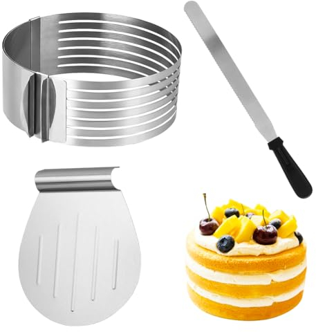Tutamaz Tortenzubehör Edelstahl Set, 3tlg Torten Set mit Tortenboden-Schneidhilfe, Konditormesser Tortenheber Edelstahl Torten Zubehöraus Backzubehör für Küche Geburtstag Oster Bastelset