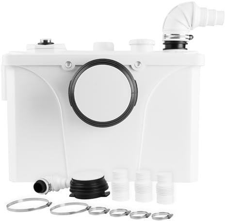 Yakimz Schmutzwasserpumpe Abwasser Hebeanlage, 700W Fäkalienpumpe 190L/min Kleinhebeanlage, 4 in 1 Schmutzwasserpumpen für WC Dusche Waschbecken Küche Weiß